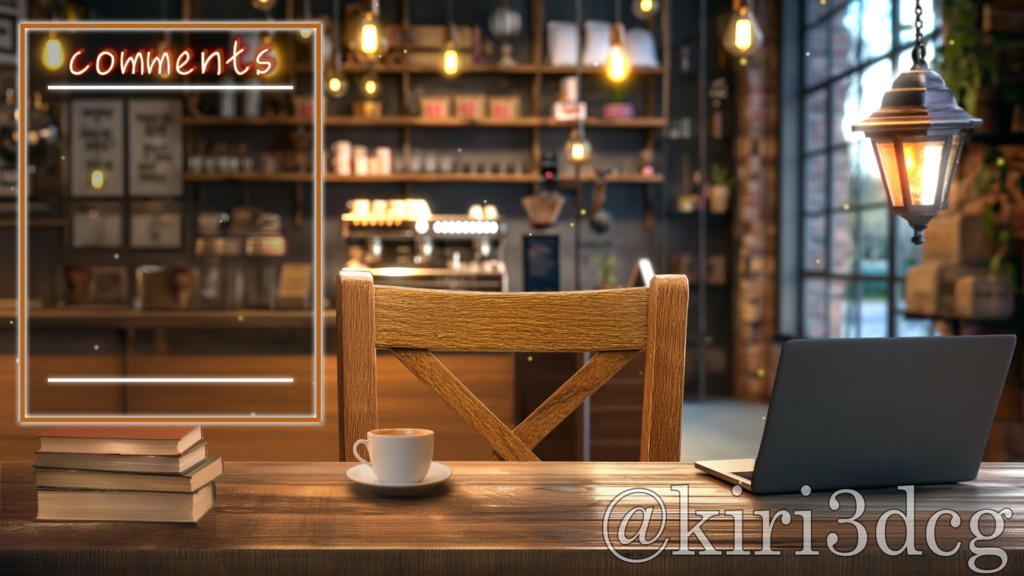 【配信画面セット!】カフェ風配信部屋ver2 vtuber様 配信者様向け 雑談枠などに♪  配信背景 素材 コーヒー カフェ 本 Animated Background【背景ループ素材】