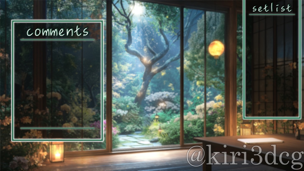 【配信画面セット!】幻想的な森の部屋 vtuber様 配信者様向け 歌枠 雑談枠などに♪ 夜 配信背景 幻想的 ファンタジー 月 蛍 素材 背景 Animated Background【背景ループ素材】