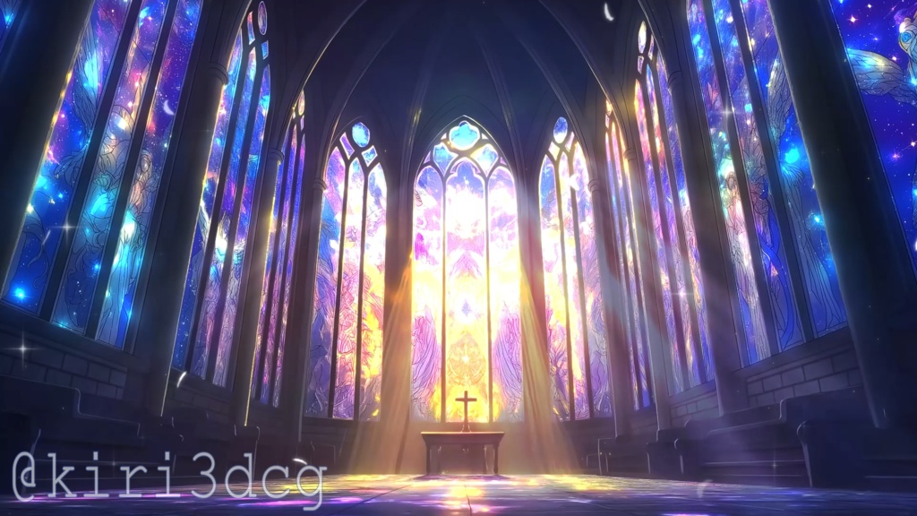 【配信画面セット!】神秘的な教会 vtuber様 配信者様向け 歌枠 雑談枠などに♪ 配信背景 教会 天使の羽 光 素材 背景 Animated Background【背景ループ素材】