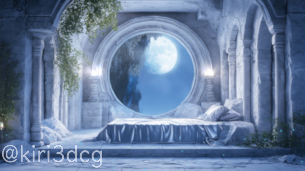 【配信画面セット!】神殿の寝室 vtuber様 配信者様向け 歌枠 雑談枠などに♪ 配信背景 寝室 月明かり 神殿 光 素材 背景 Animated Background【背景ループ素材】