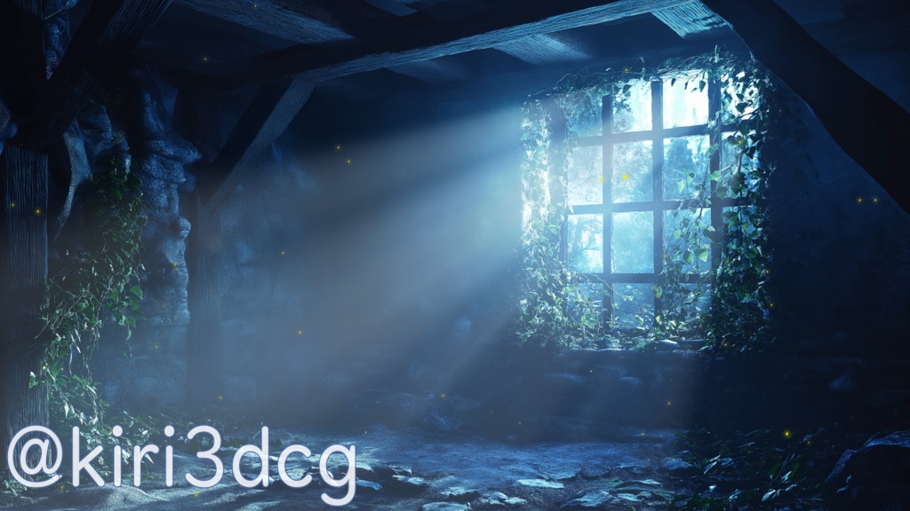 【配信画面セット!】光差す廃れた空間 vtuber様 配信者様向け 歌枠 雑談枠などに♪ 配信背景 月明かり 廃墟 光 素材 背景 Animated Background【背景ループ素材】