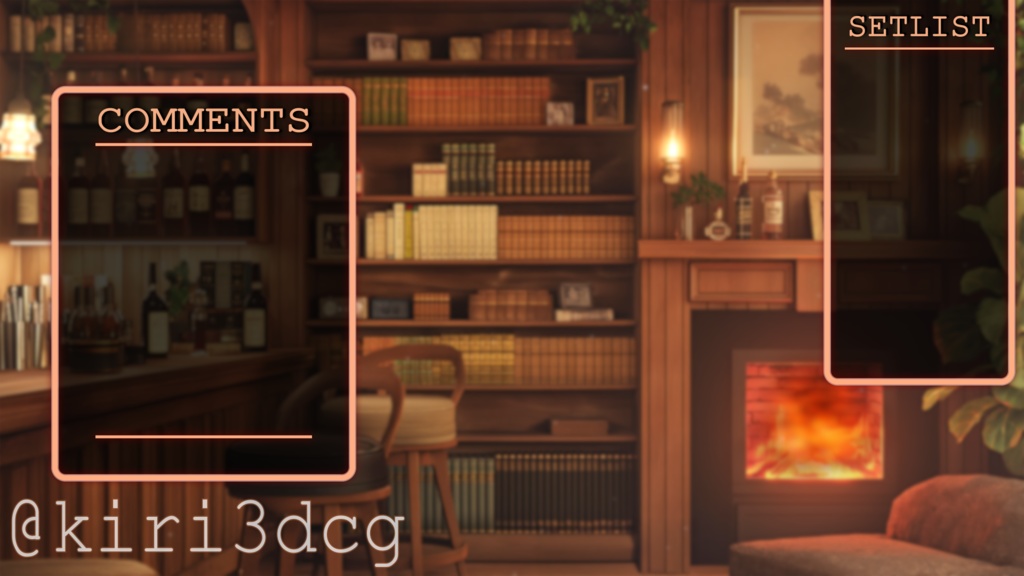 【動く!配信画面セット!】暖炉が灯る隠れ家BAR vtuber様 配信者様向け 歌枠 雑談枠などに♪ 配信背景 バー 冬 秋 暖炉 暖かい 隠れ家 素材 背景 Animated Background【背景ループ素材】