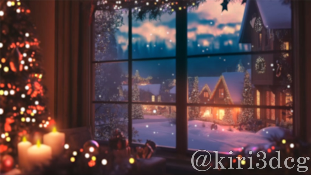 【動く!配信画面セット!】雪降る街を眺める窓辺 vtuber様 配信者様向け 歌枠 雑談枠などに♪  配信背景 クリスマス Xmas 冬 素材 背景 Animated Background【背景ループ素材】