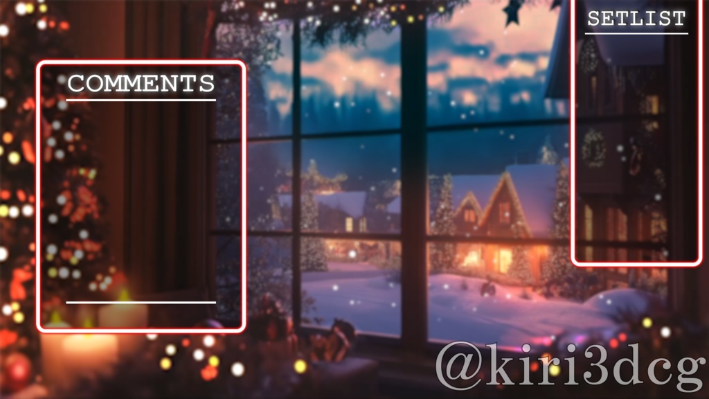 【動く!配信画面セット!】雪降る街を眺める窓辺 vtuber様 配信者様向け 歌枠 雑談枠などに♪  配信背景 クリスマス Xmas 冬 素材 背景 Animated Background【背景ループ素材】