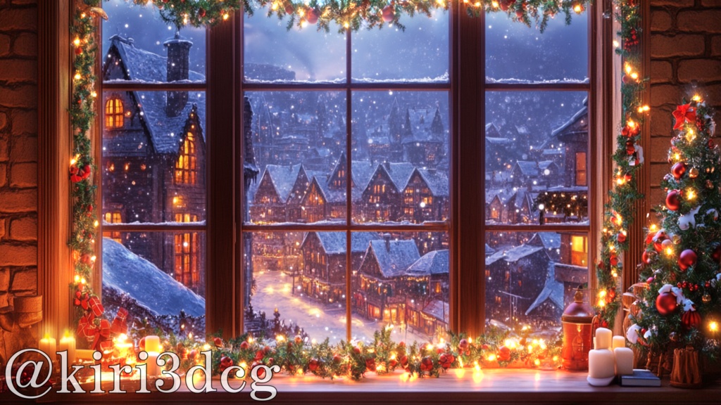 【配信画面セット!】暖かなクリスマスの窓辺 vtuber様 配信者様向け 歌枠 雑談枠などに♪ 配信背景 クリスマス Xmas 冬 素材 背景 Animated Background【背景ループ素材】