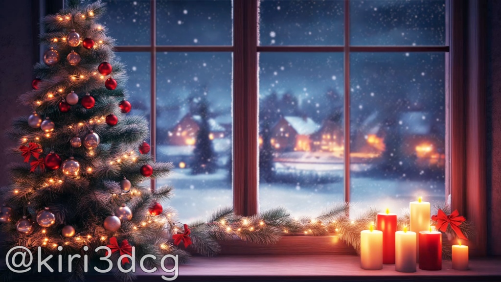 【配信画面セット!】雪降る夜のクリスマス vtuber様 配信者様向け 歌枠 雑談枠などに♪ 配信背景 クリスマス Xmas 冬 素材 背景 Animated Background【背景ループ素材】