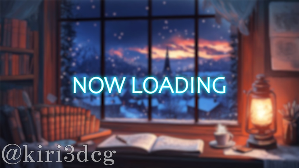 【配信画面セット!】雪の夜景とアンティーク書斎 vtuber様 配信者様向け 歌枠 雑談枠などに♪ 配信背景 書斎 雪 冬 夜 窓 素材 背景 Animated Background【背景ループ素材】