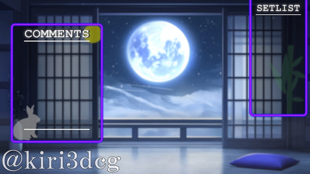 【動く!配信画面セット!】夜風と月光の和室 vtuber様 配信者様向け 歌枠 雑談枠などに♪ 配信背景 和室 月 幻想的 景色 素材 背景 Animated Background【背景ループ素材】