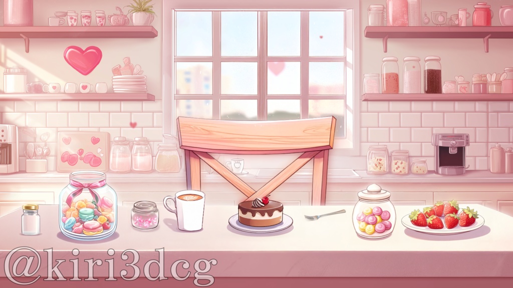 【配信画面セット!】かわいいスウィートキッチン vtuber様 配信者様向け 歌枠 雑談枠などに♪ 配信背景 バレンタイン 雪 キッチン お菓子 素材 背景 Animated Background【背景ループ素材】