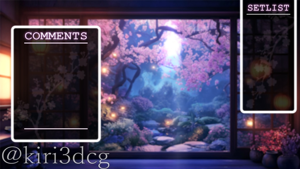 【動く!配信画面セット!】夜に舞う幻想の桜 vtuber様 配信者様向け 歌枠 雑談枠などに♪ 配信背景 桜 幻想的 さくら 夜 素材 背景 Animated Background【背景ループ素材】