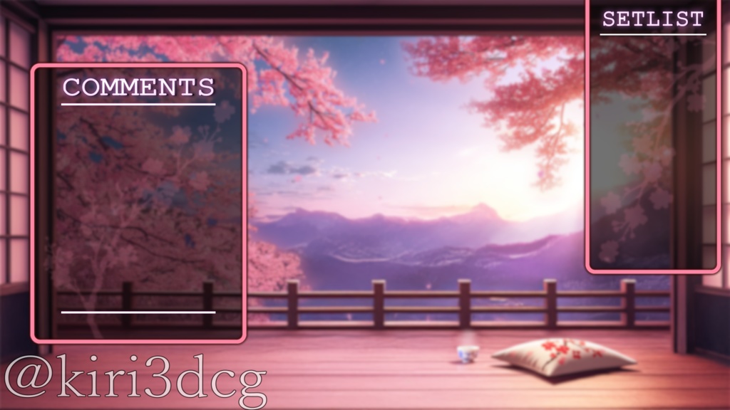 【動く!配信画面セット!】夕日差し桜舞う和室 vtuber様 配信者様向け 歌枠 雑談枠などに♪ 配信背景 桜 幻想的 夕日 さくら 素材 背景 Animated Background【背景ループ素材】