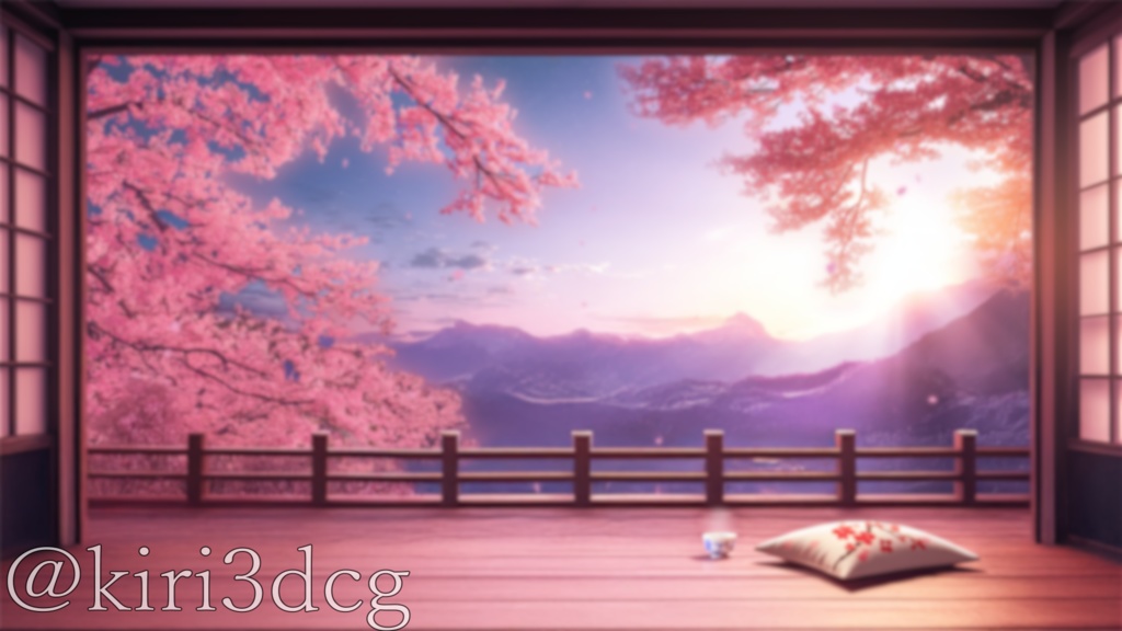 【動く!配信画面セット!】夕日差し桜舞う和室 vtuber様 配信者様向け 歌枠 雑談枠などに♪ 配信背景 桜 幻想的 夕日 さくら 素材 背景 Animated Background【背景ループ素材】