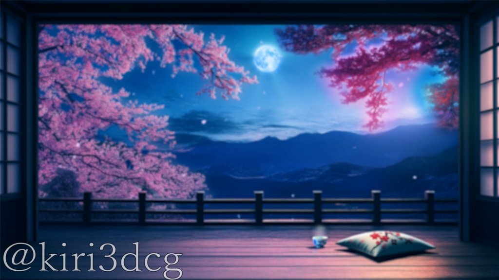 【動く!配信画面セット!】月光差し桜舞う和室 vtuber様 配信者様向け 歌枠 雑談枠などに♪ 配信背景 桜 幻想的 夜桜 月 さくら 素材 背景 Animated Background【背景ループ素材】
