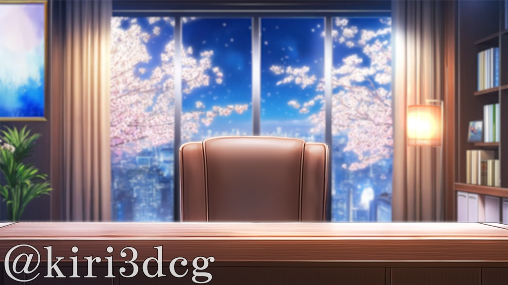 【動く!配信画面セット!】都会の夜桜を望む部屋 vtuber様 配信者様向け 歌枠 雑談枠などに♪ 配信背景 桜 幻想的 夜桜 洋室 さくら 星 素材 背景 Animated Background【背景ループ素材】