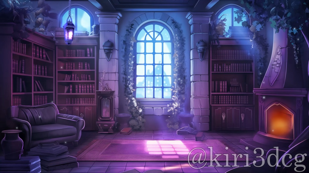 【動く!配信画面セット!】魔法使いの隠れ家2 vtuber様 配信者様向け 歌枠 雑談枠などに♪ 配信背景 隠れ家 暖炉 ランタン 素材 背景 Animated Background【背景ループ素材】