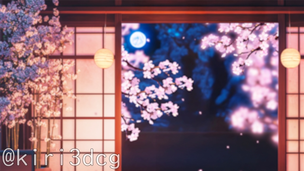 【雑談配信セット!】静寂に咲く桜の部屋 vtuber様 配信者様向け 歌枠 雑談枠などに♪ 配信背景 雑談配信 桜 夜桜 さくら 素材 背景 Animated Background【背景ループ素材】