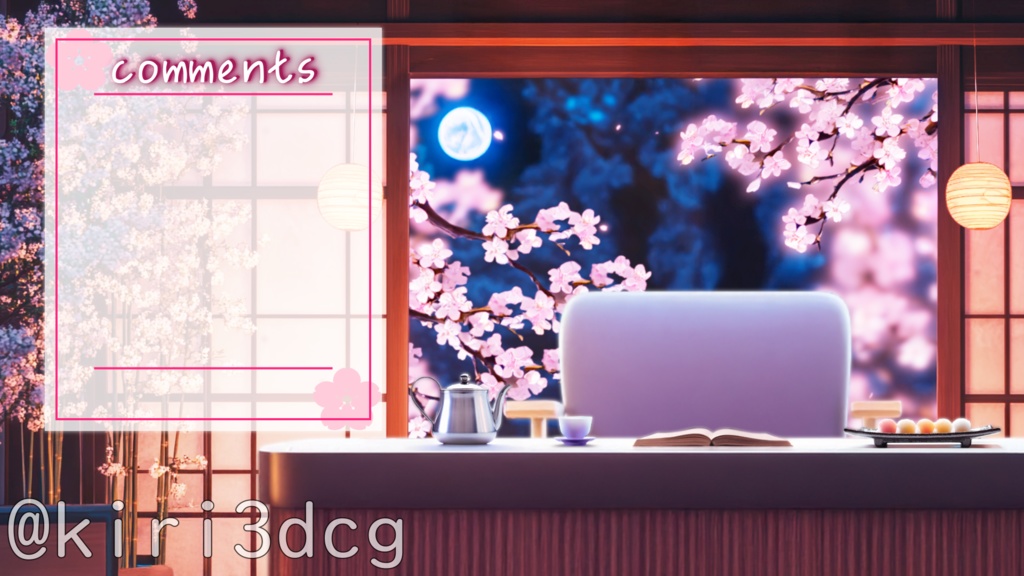 【雑談配信セット!】静寂に咲く桜の部屋 vtuber様 配信者様向け 歌枠 雑談枠などに♪ 配信背景 雑談配信 桜 夜桜 さくら 素材 背景 Animated Background【背景ループ素材】