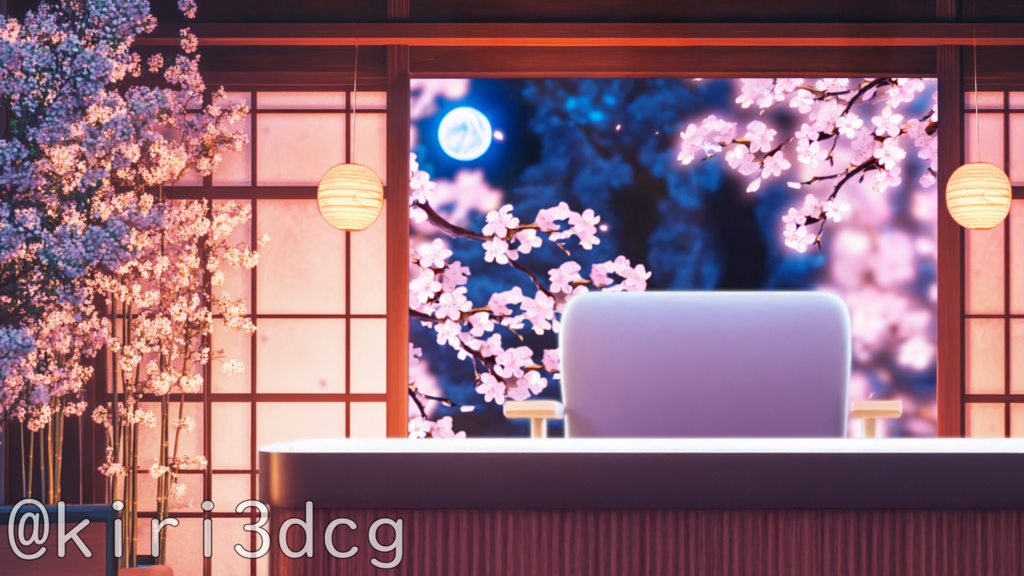 【雑談配信セット!】静寂に咲く桜の部屋 vtuber様 配信者様向け 歌枠 雑談枠などに♪ 配信背景 雑談配信 桜 夜桜 さくら 素材 背景 Animated Background【背景ループ素材】