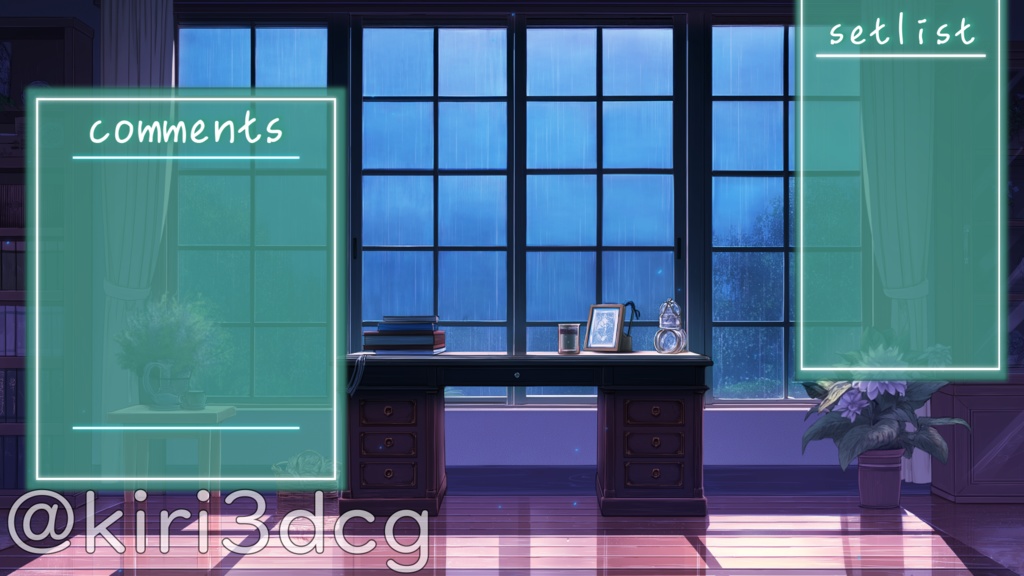 【動く背景素材】静けさに包まれた雨の日の部屋 vtuber様 配信者様向け 歌枠 雑談枠などに♪ 配信背景 部屋 雨 洋室 梅雨 夜 素材 背景 Animated Background【背景ループ素材】