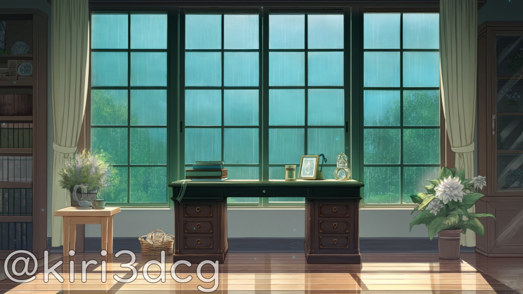 【動く背景素材】静けさに包まれた雨の日の部屋 vtuber様 配信者様向け 歌枠 雑談枠などに♪ 配信背景 部屋 雨 洋室 梅雨 夜 素材 背景 Animated Background【背景ループ素材】