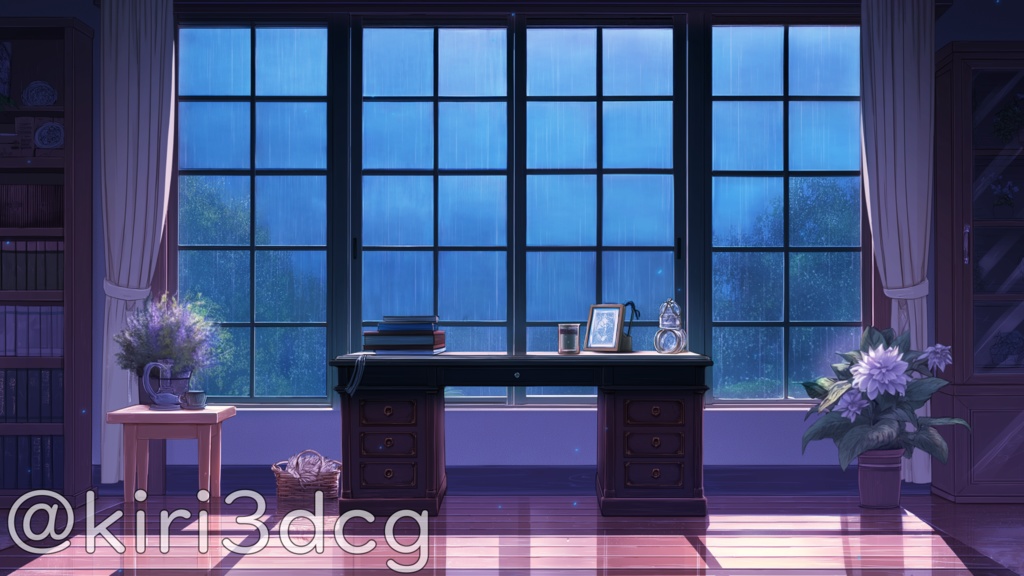 【動く背景素材】静けさに包まれた雨の日の部屋 vtuber様 配信者様向け 歌枠 雑談枠などに♪ 配信背景 部屋 雨 洋室 梅雨 夜 素材 背景 Animated Background【背景ループ素材】