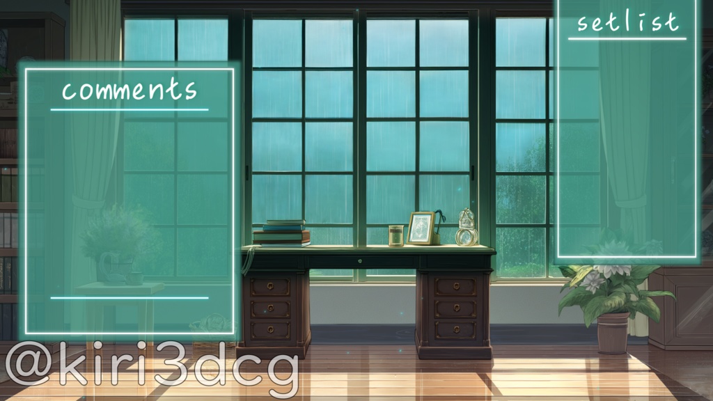 【動く背景素材】静けさに包まれた雨の日の部屋 vtuber様 配信者様向け 歌枠 雑談枠などに♪ 配信背景 部屋 雨 洋室 梅雨 夜 素材 背景 Animated Background【背景ループ素材】