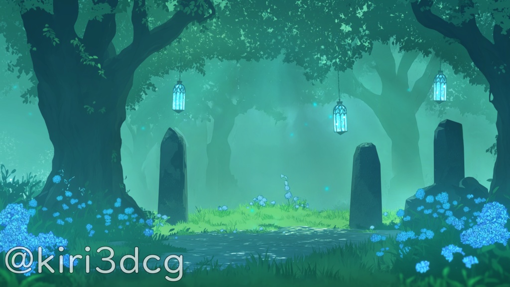 【動く!背景素材!】妖精の森の木陰 vtuber様 配信者様向け 歌枠 雑談枠などに♪ 配信背景 素材 夜 朝 妖精 ファンタジー 幻想的 Animated Background【背景ループ素材】