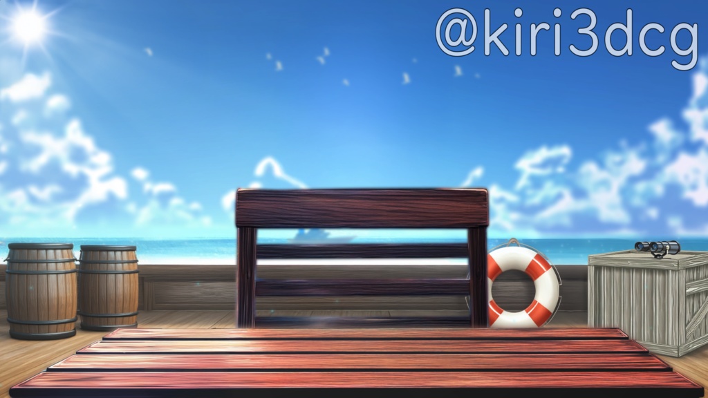 【動く!配信画面セット!】船上から眺める海 vtuber様 配信者様向け 歌枠 雑談枠などに♪ 配信背景 海 船上 夏 素材 背景 Animated Background【背景ループ素材】