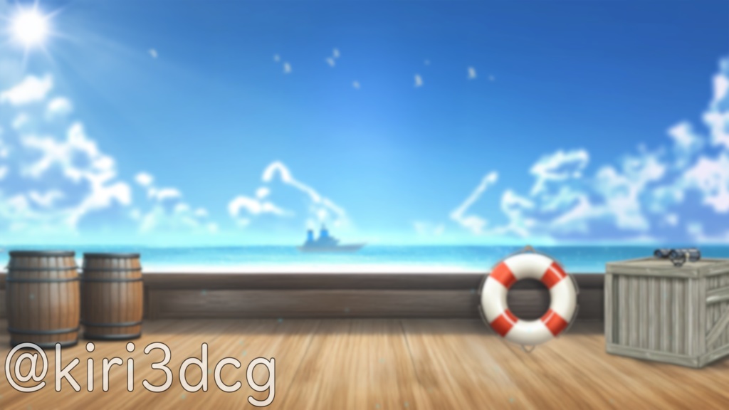 【動く!配信画面セット!】船上から眺める海 vtuber様 配信者様向け 歌枠 雑談枠などに♪ 配信背景 海 船上 夏 素材 背景 Animated Background【背景ループ素材】