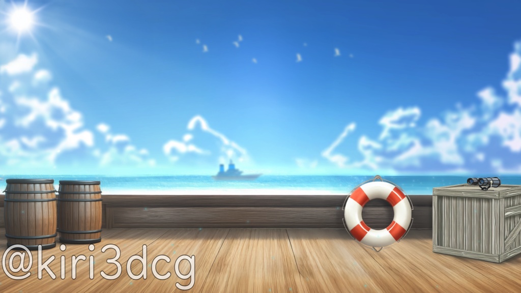 【動く!配信画面セット!】船上から眺める海 vtuber様 配信者様向け 歌枠 雑談枠などに♪ 配信背景 海 船上 夏 素材 背景 Animated Background【背景ループ素材】