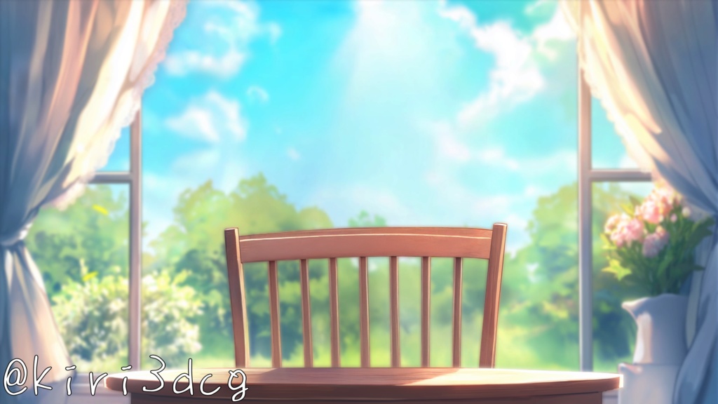 【雑談配信セット!】朝の窓辺 vtuber様 配信者様向け 歌枠 雑談枠などに♪  配信背景 窓辺 朝 蝶々 素材 背景 Animated Background【背景ループ素材】