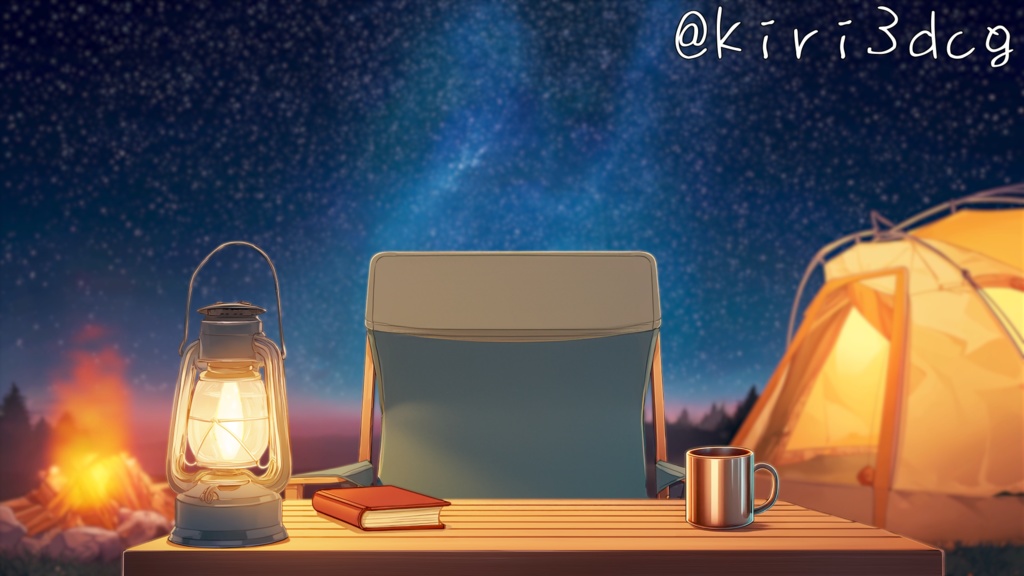 【動く!配信背景セット!】流れ星と焚火を眺めるキャンプ vtuber様 配信者様向け 歌枠 雑談枠などに♪  配信背景  星空 流れ星 焚火 キャンプ 夜 素材 背景 Animated Background【背景ループ素材】