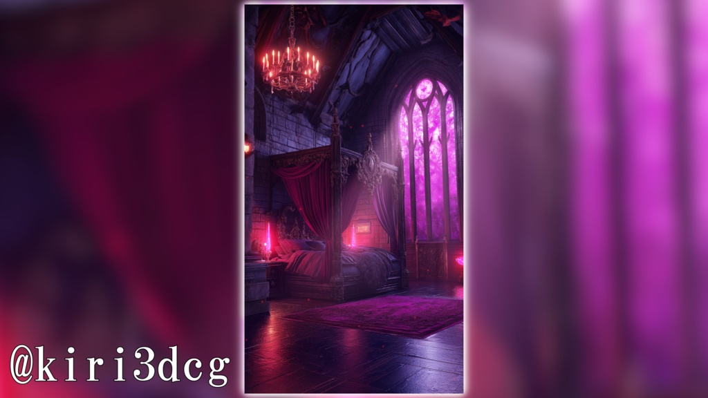 【縦型背景素材】魔族の寝室 vtuber様 配信者様向け 雑談枠 歌枠などに♪ 寝室 月明かり ファンタジー 配信用 配信背景 配信素材 Animated Background【背景ループ素材】