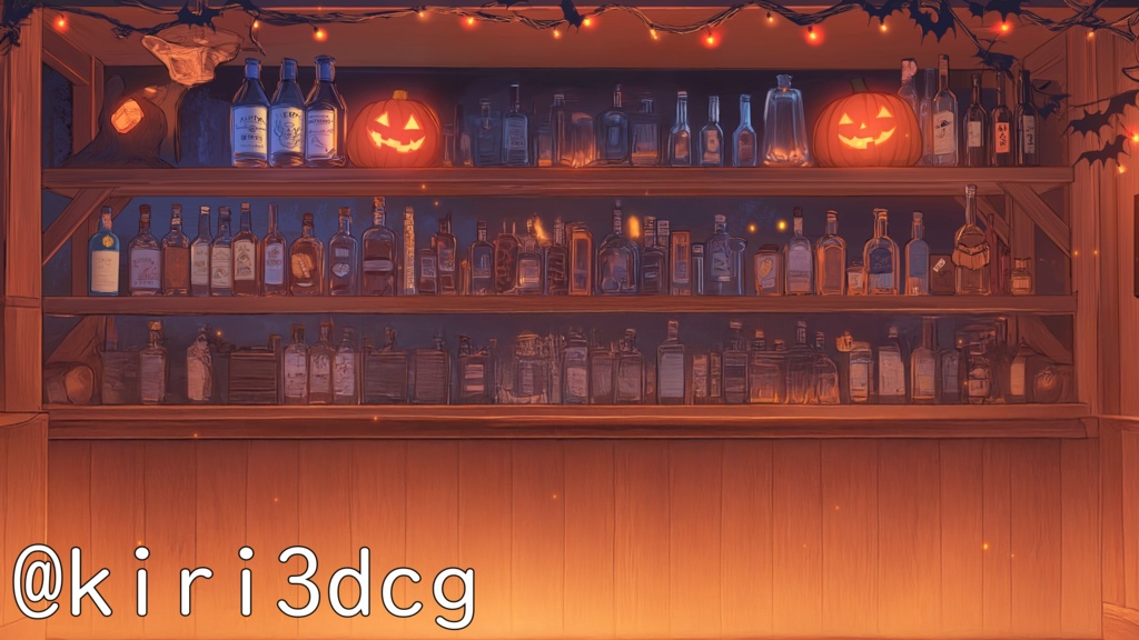 【配信背景素材!】ハロウィンの夜のBAR vtuber様 配信者様向け 歌枠 雑談枠などに♪ 配信背景 夜 バー BAR ハロウィン 素材 背景 Animated Background【背景ループ素材】