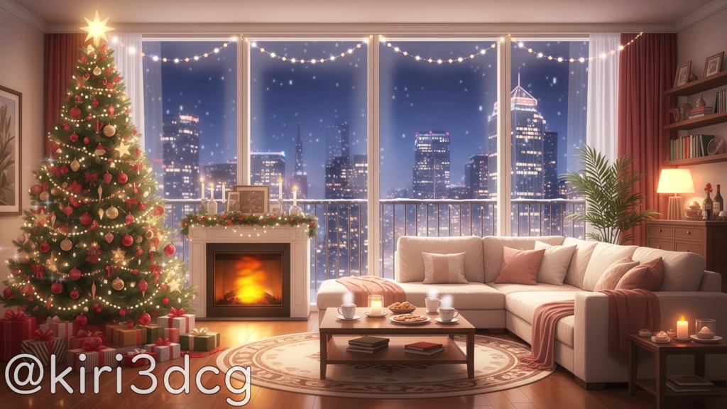 【配信画面セット!】Xmasのリビング vtuber様 配信者様向け 歌枠 雑談枠などに♪ 配信背景 クリスマス Xmas 冬 素材 背景 Animated Background【背景ループ素材】