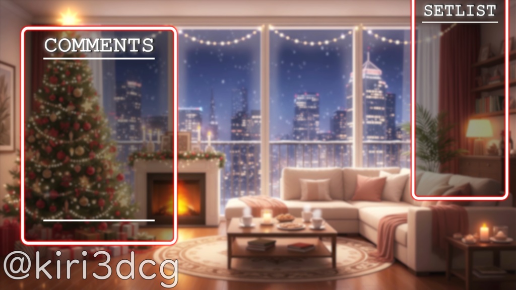 【配信画面セット!】Xmasのリビング vtuber様 配信者様向け 歌枠 雑談枠などに♪ 配信背景 クリスマス Xmas 冬 素材 背景 Animated Background【背景ループ素材】