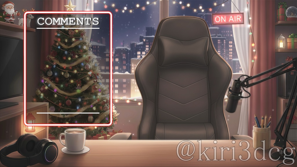 【配信画面セット!】クリスマスの夜の配信部屋 vtuber様 配信者様向け 歌枠 雑談枠などに♪ 配信背景 クリスマス Xmas 冬 素材 背景 Animated Background【背景ループ素材】