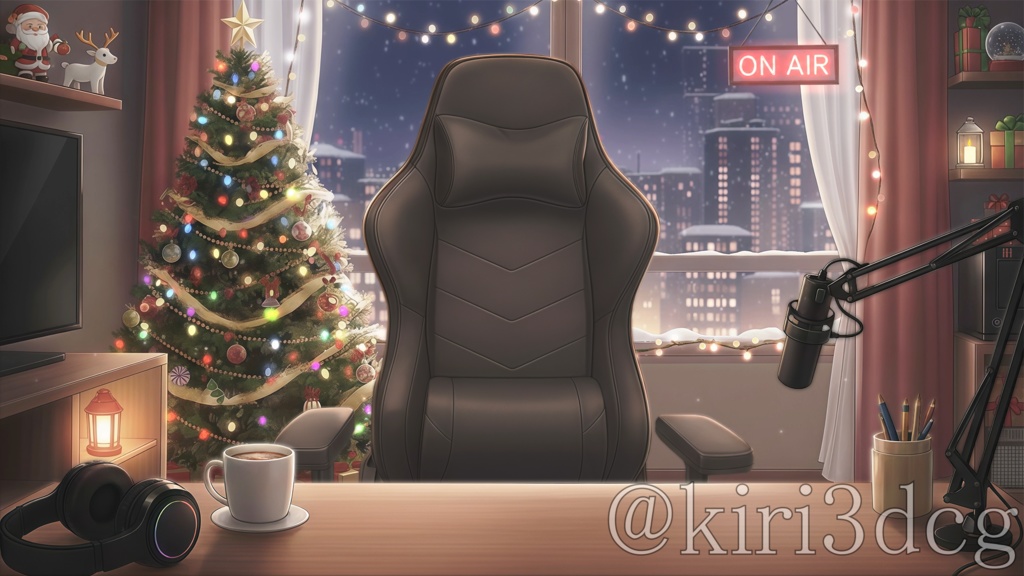 【配信画面セット!】クリスマスの夜の配信部屋 vtuber様 配信者様向け 歌枠 雑談枠などに♪ 配信背景 クリスマス Xmas 冬 素材 背景 Animated Background【背景ループ素材】