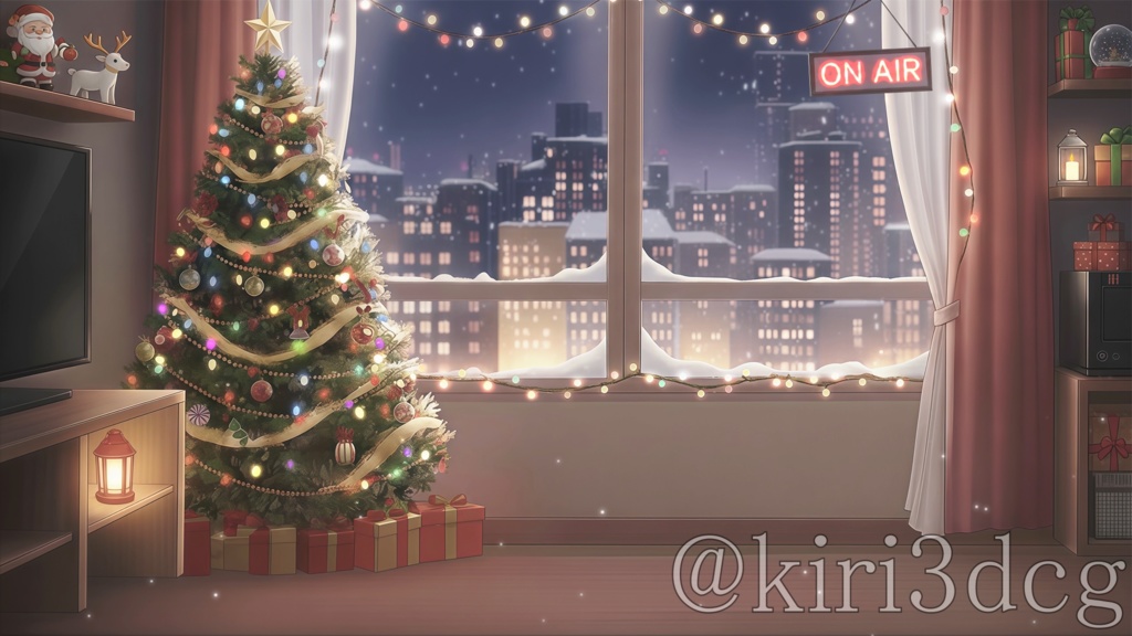 【配信画面セット!】クリスマスの夜の配信部屋 vtuber様 配信者様向け 歌枠 雑談枠などに♪ 配信背景 クリスマス Xmas 冬 素材 背景 Animated Background【背景ループ素材】