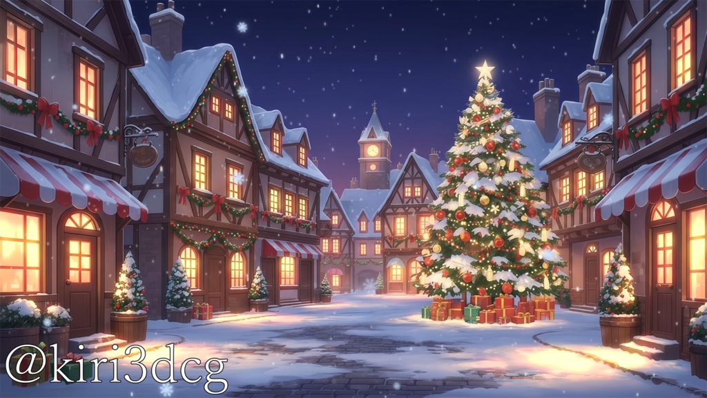 【配信画面セット!】クリスマスの街 vtuber様 配信者様向け 歌枠 雑談枠などに♪ 配信背景 街 クリスマス Xmas 冬 素材 背景 Animated Background【背景ループ素材】