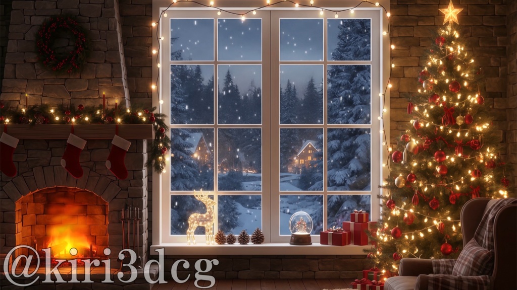 【動く!配信画面セット!】静かなクリスマスの夜 vtuber様 配信者様向け 歌枠 雑談枠などに♪ 配信背景 クリスマス Xmas 冬 素材 背景 Animated Background【背景ループ素材】