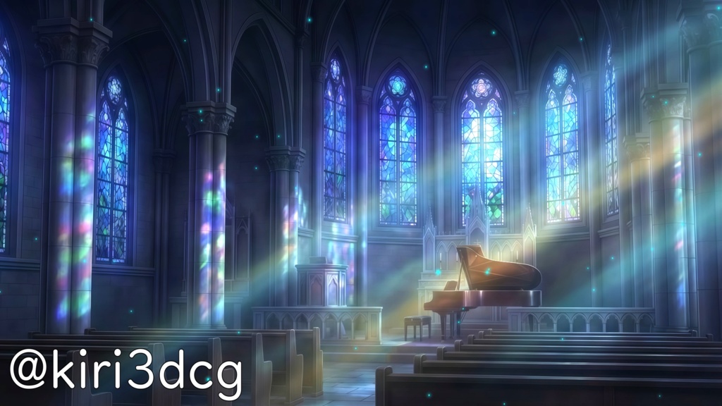 【配信背景セット!】光差す教会 vtuber様 配信者様向け 歌枠 雑談枠などに♪ 配信背景 夜 ステンドグラス 教会 神秘的 背景ループ素材 Animated Background【縦型配信背景】