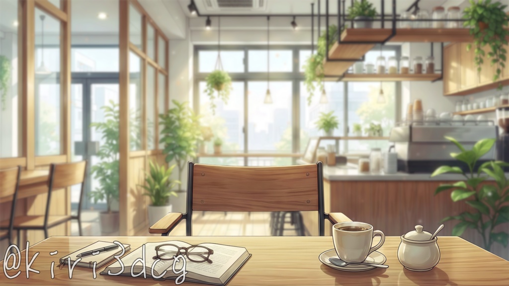 【配信画面セット!】昼下がりのお洒落なカフェ vtuber様 配信者様向け 雑談枠などに♪ 配信背景 素材 コーヒー カフェ 朝活 昼活 Animated Background【背景ループ素材】