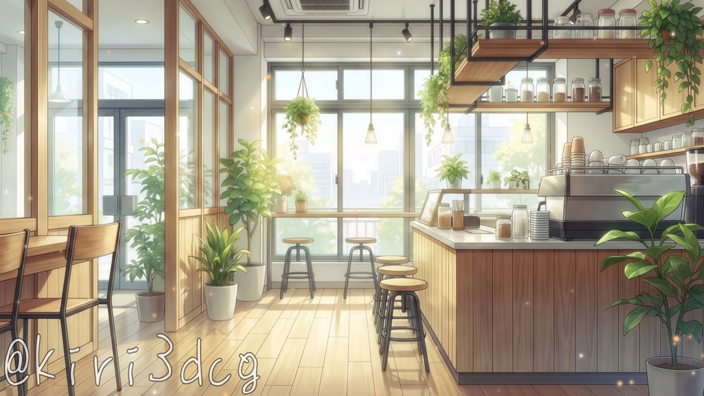 【配信画面セット!】昼下がりのお洒落なカフェ vtuber様 配信者様向け 雑談枠などに♪ 配信背景 素材 コーヒー カフェ 朝活 昼活 Animated Background【背景ループ素材】