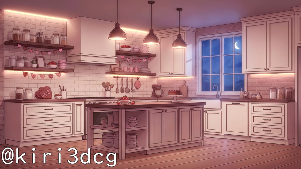 【配信画面セット!】夜のバレンタインキッチン vtuber様 配信者様向け 歌枠 雑談枠などに♪ 配信背景 バレンタイン 雪 キッチン お菓子 素材 背景 Animated Background【背景ループ素材】