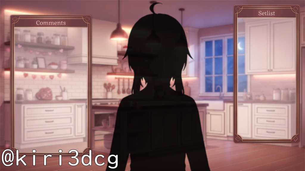 【配信画面セット!】夜のバレンタインキッチン vtuber様 配信者様向け 歌枠 雑談枠などに♪ 配信背景 バレンタイン 雪 キッチン お菓子 素材 背景 Animated Background【背景ループ素材】