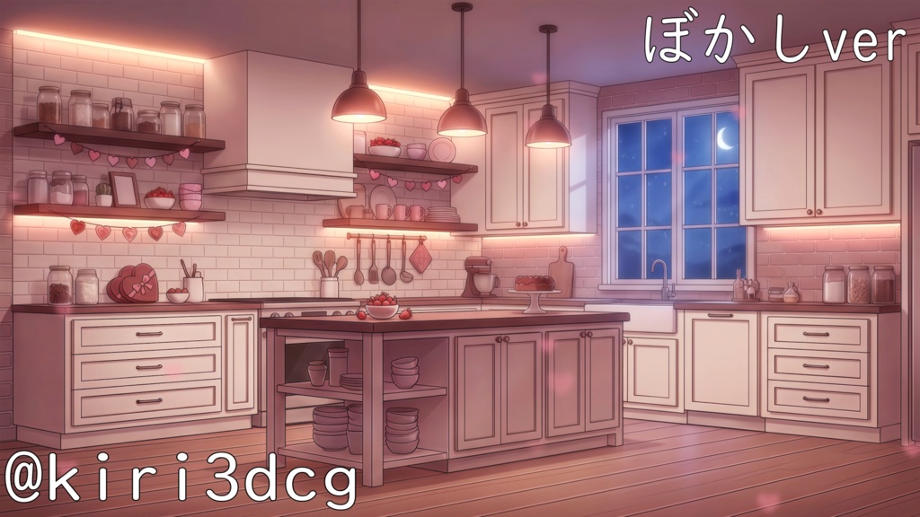 【配信画面セット!】夜のバレンタインキッチン vtuber様 配信者様向け 歌枠 雑談枠などに♪ 配信背景 バレンタイン 雪 キッチン お菓子 素材 背景 Animated Background【背景ループ素材】