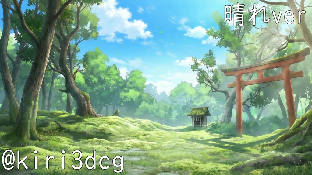 【動く!背景素材!】安らぎの森と鳥居 vtuber様 配信者様向け 歌枠 雑談枠などに♪ 配信背景 素材 夜 朝 雪 雨 森 月 幻想的 Animated Background【背景ループ素材】