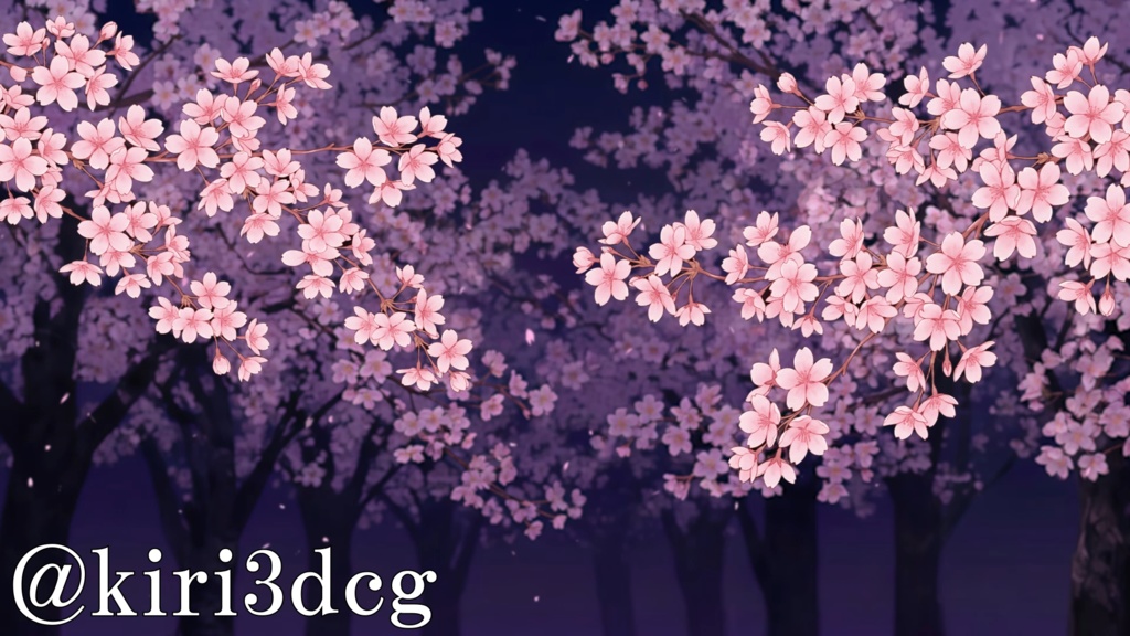 【動く!配信画面セット!】夜桜並木 vtuber様 配信者様向け 歌枠 雑談枠などに♪ 配信背景 桜 幻想的 さくら 夜 素材 背景 Animated Background【背景ループ素材】