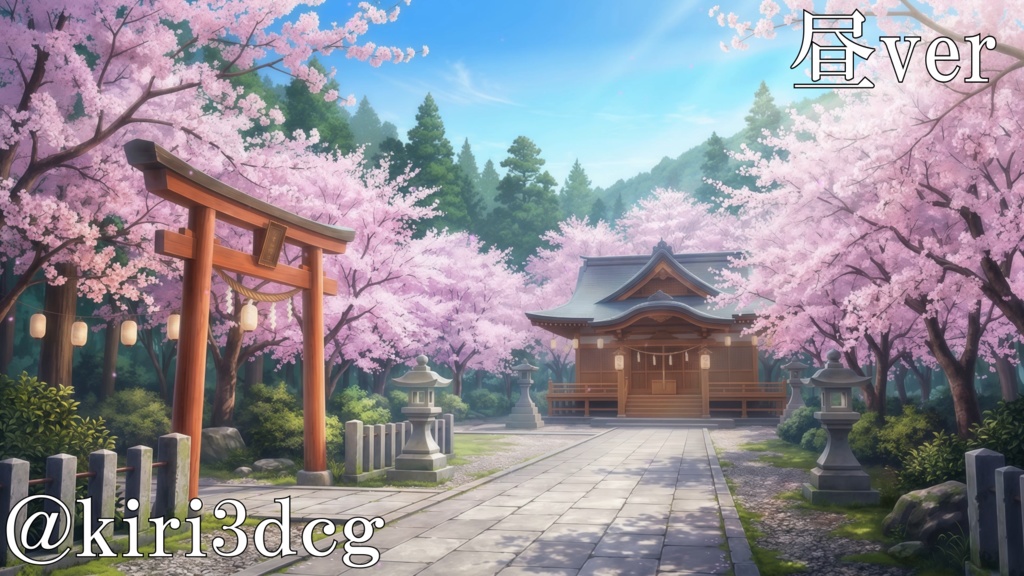 【動く!背景素材セット!】桜を眺める神社 vtuber様 配信者様向け 歌枠 雑談枠などに♪ 配信背景 桜 幻想的 さくら 夜 素材 背景 Animated Background【背景ループ素材】